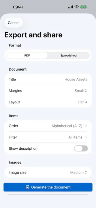 Customize your export screen in Retinelle