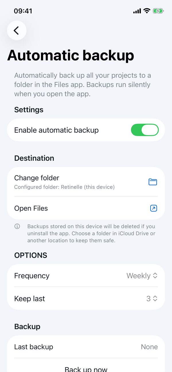 Retinelle app screenshot