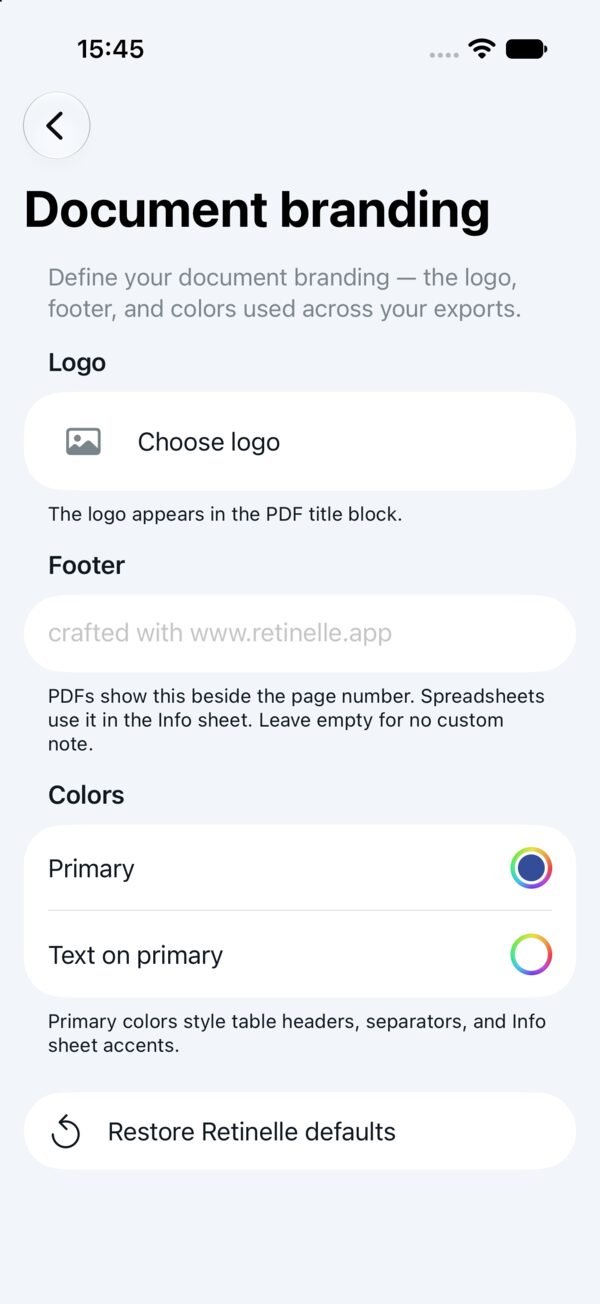 Retinelle app screenshot