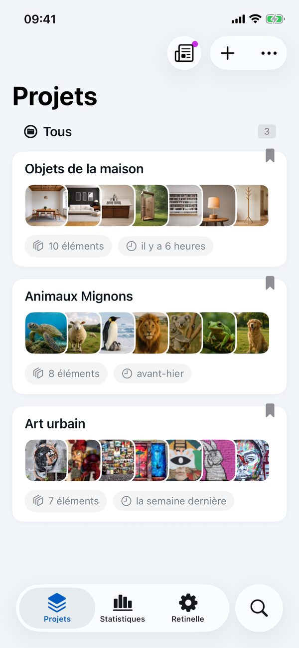 Capture d’écran de l’application Retinelle