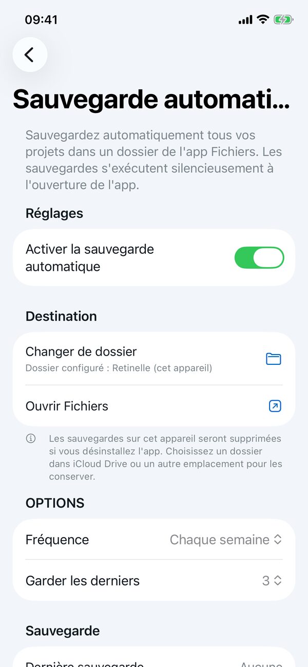 Capture d’écran de l’application Retinelle